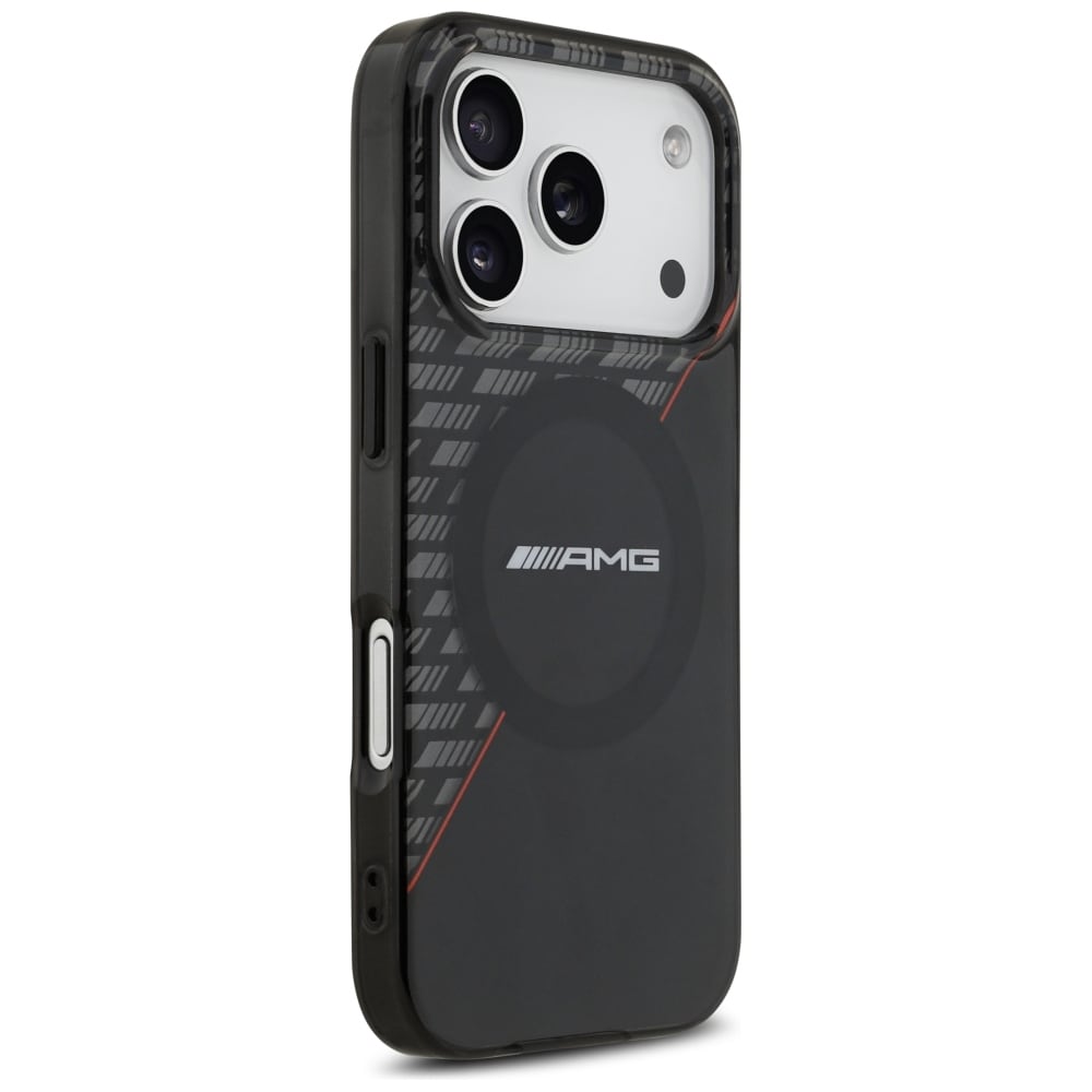 Mercedes AMG IML MagSafe-etui med dobbeltlag og romber til iPhone 18 Pro / 17 Pro – sort og rød