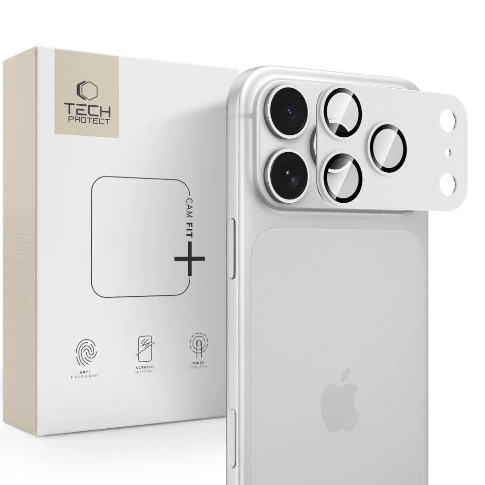 Tech-Protect Camfull Fit+ kameraskærmbeskytter af hærdet glas til iPhone 18 Pro – sølv