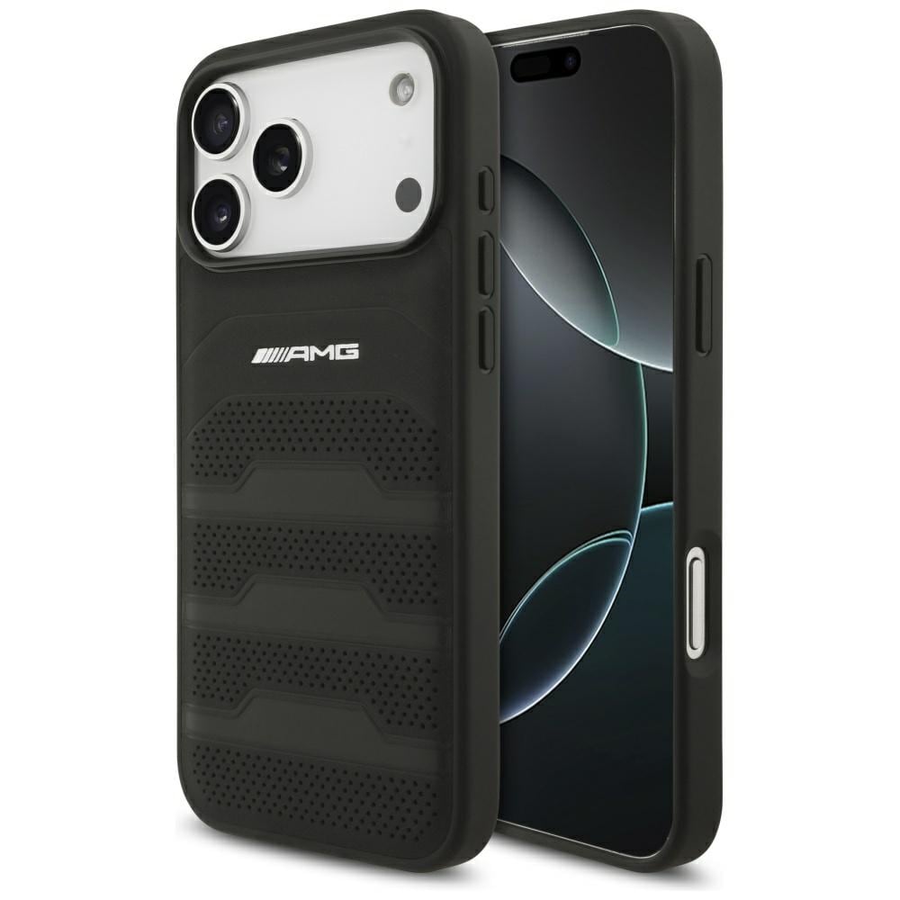 Mercedes AMG læderetui med præget logo til iPhone 18 Pro Max / 17 Pro Max – Sort