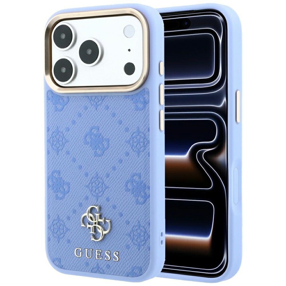 Guess Peony 4G MagSafe-etui med lille logo til iPhone 18 Pro / 17 Pro – Lysblå