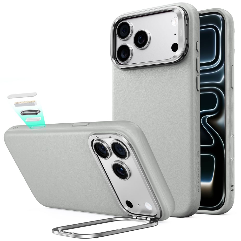 ESR Atelier Kickstand MagSafe-etui til iPhone 18 Pro / 17 Pro – Grå