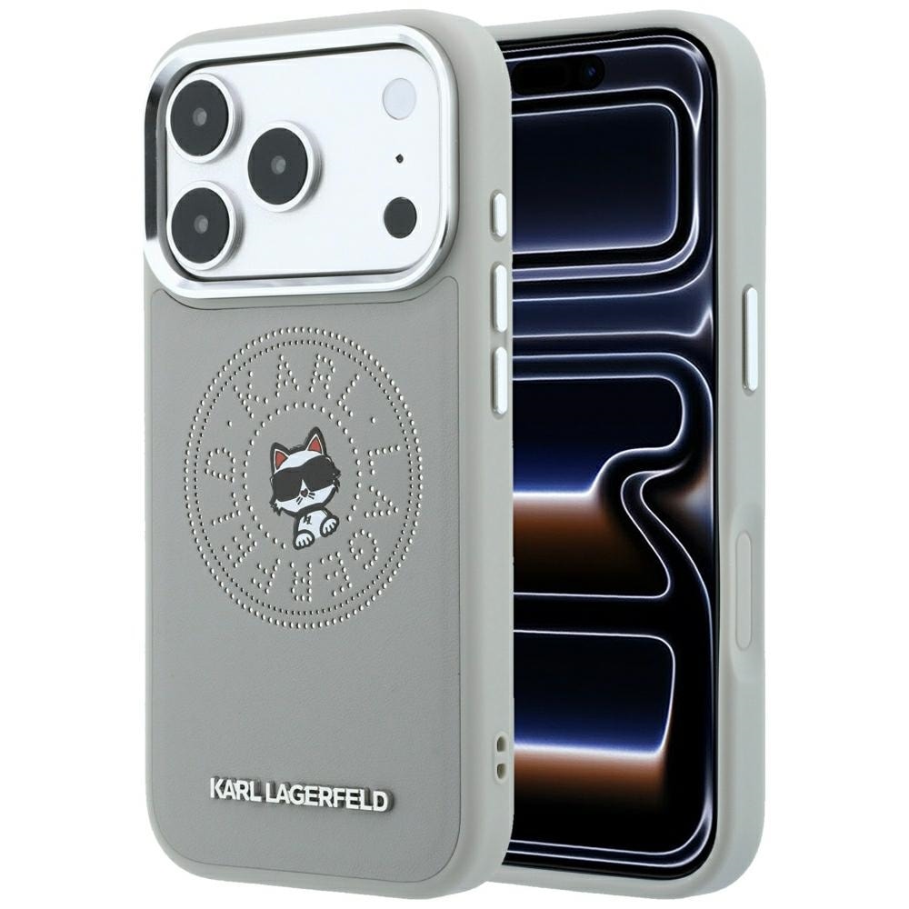 Karl Lagerfeld Point & Choupette Sketch MagSafe-etui til iPhone 18 Pro / 17 Pro – Grå