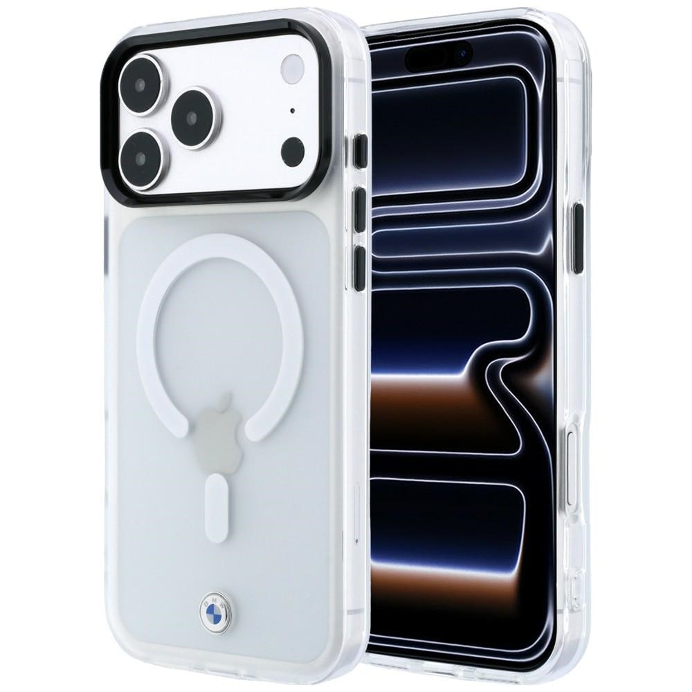 BMW MagSafe-etui med frostet IML og metal-logo til iPhone 18/17 Pro Max – gennemsigtigt