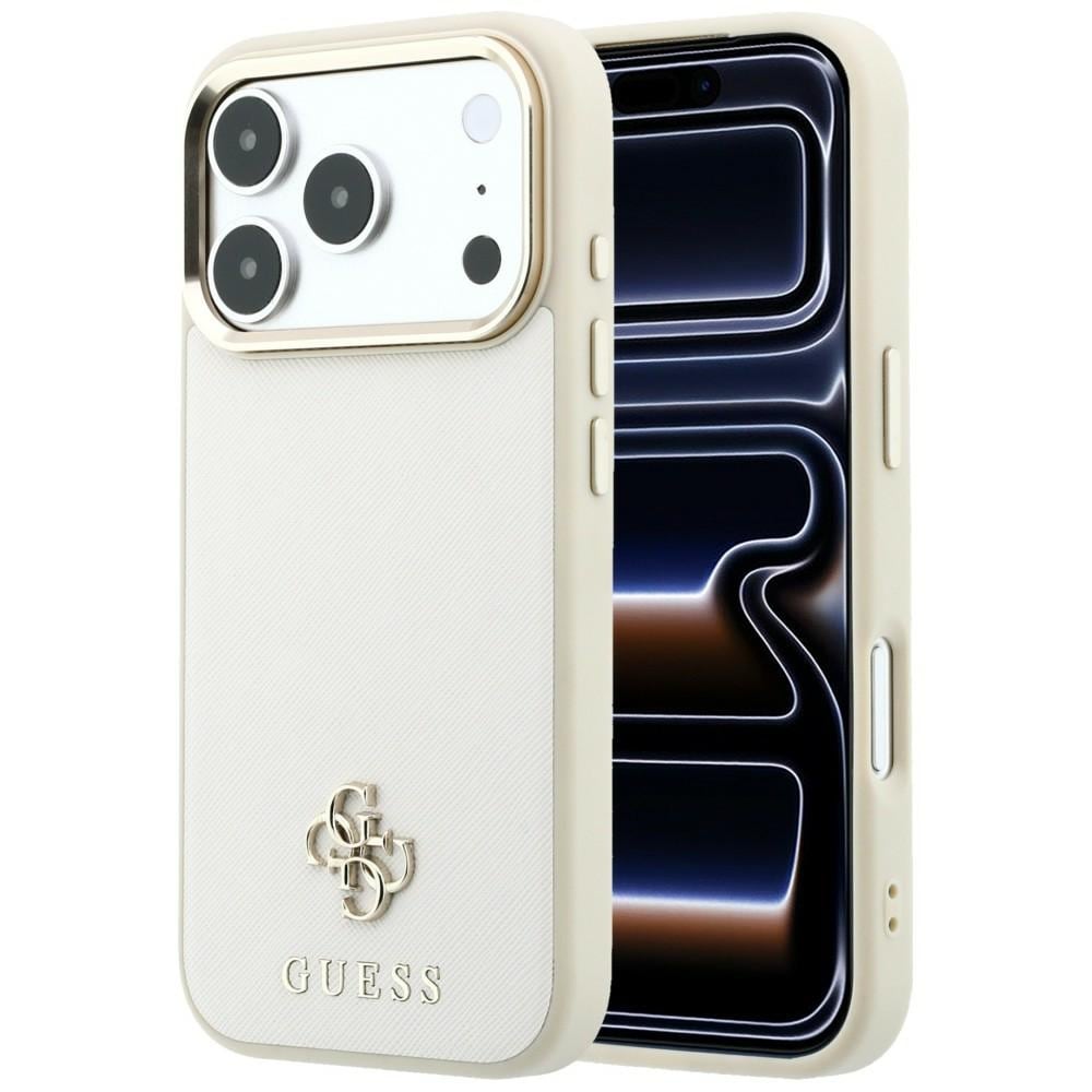 Guess Saffiano Small 4G & Classic Logo MagSafe-etui til iPhone 18 Pro / 17 Pro – beige