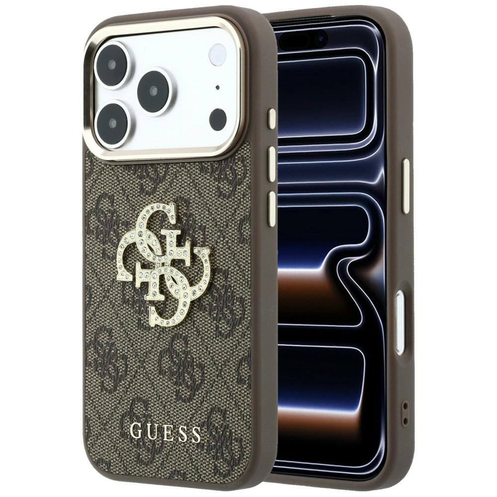 Guess 4G & Big Strass Logo-etui til iPhone 18 Pro / 17 Pro – Brun