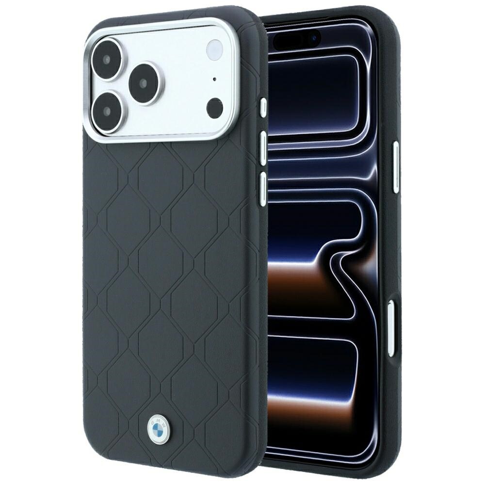BMW Sign MagSafe-etui med præget, quiltet metal-logo til iPhone 18 Pro / 17 Pro – mørkegrå