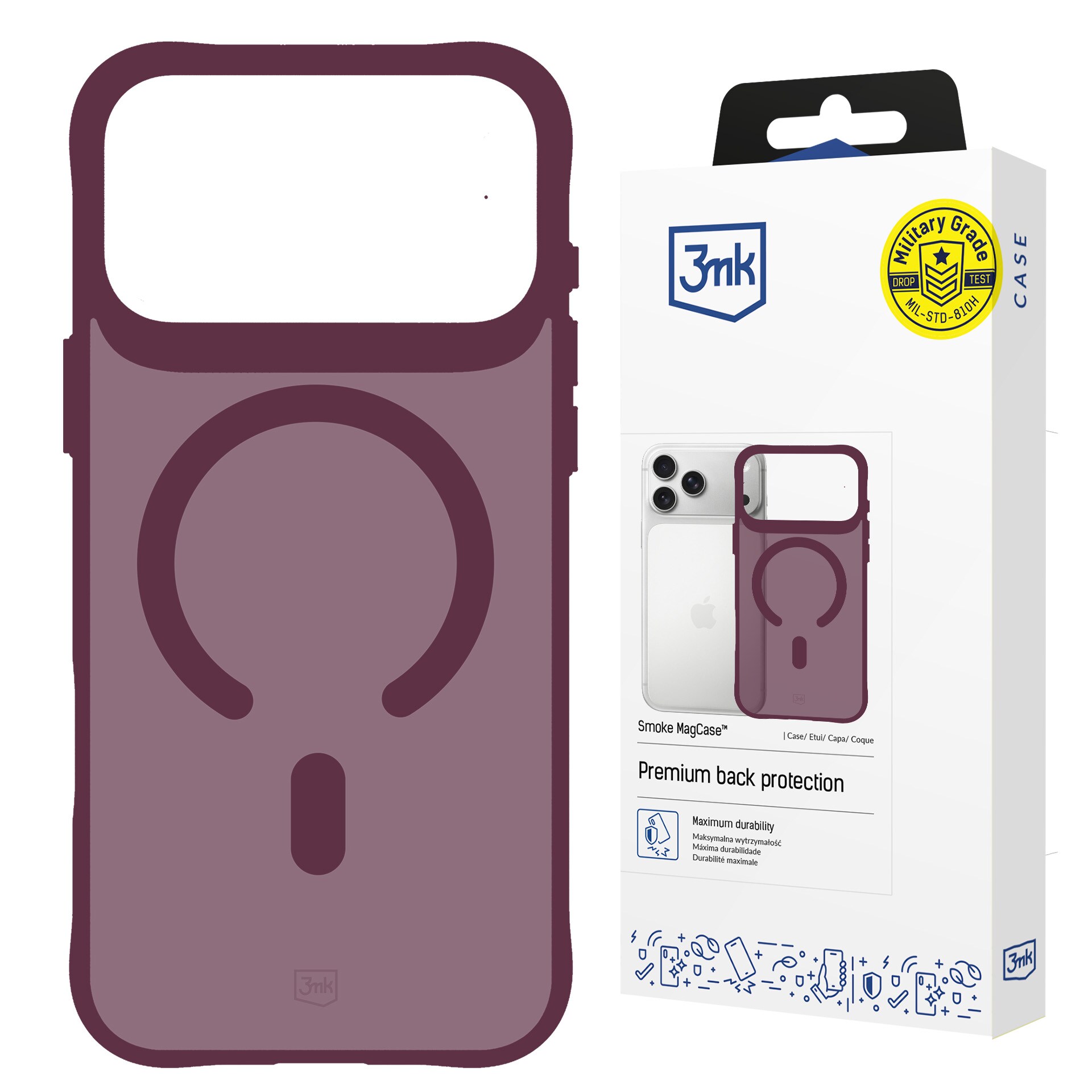 3mk Smoke MagCase-etui til iPhone 18 Pro Max / 17 Pro Max – burgunder
