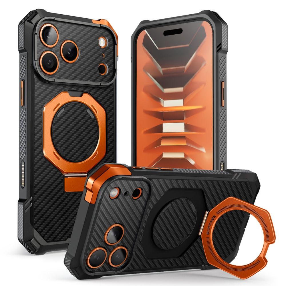Supcase UB Grip Mag MagSafe Aramid-etui til iPhone 18 Pro Max / 17 Pro Max – sort og orange