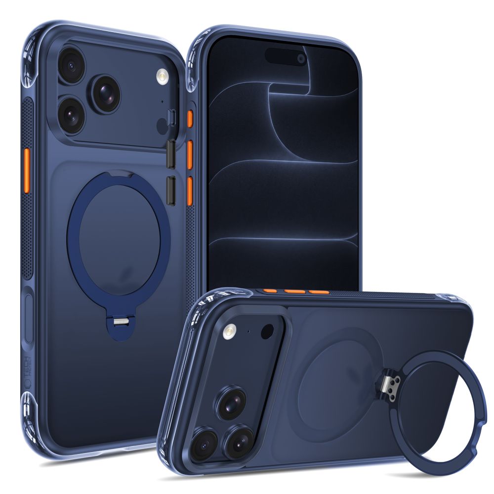 Tech-Protect MagAir Stand MagSafe CC-etui til iPhone 18 Pro Max / 17 Pro Max – mat marineblå