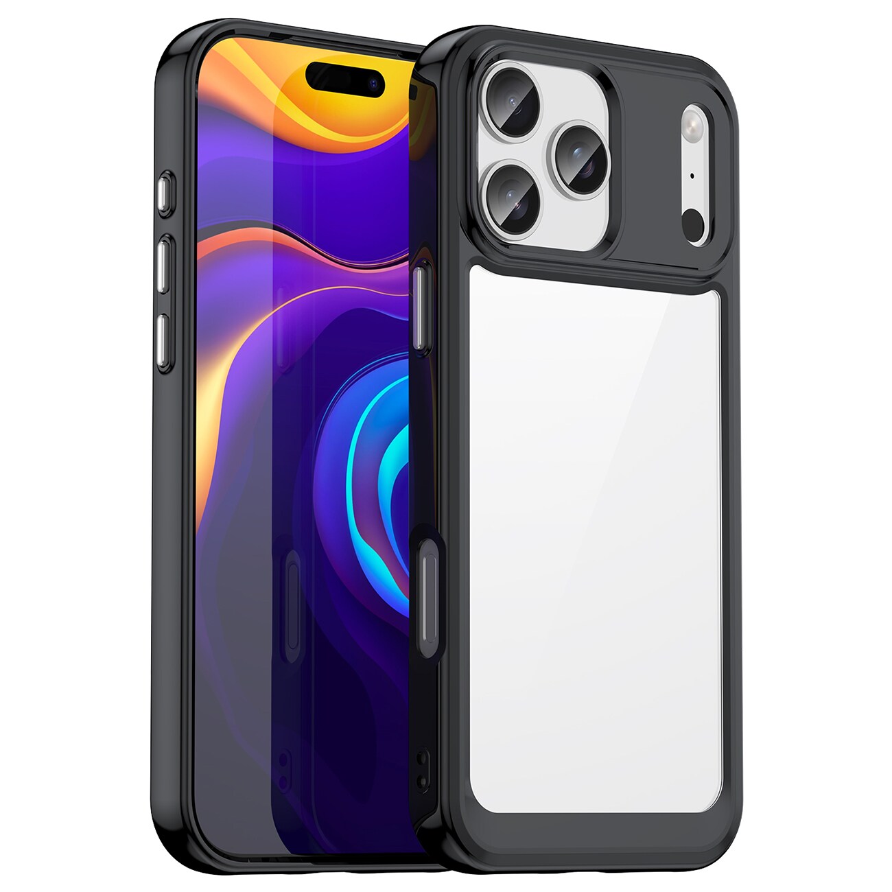 Outer Space-etui til iPhone 17 Pro Max – Sort og gennemsigtigt