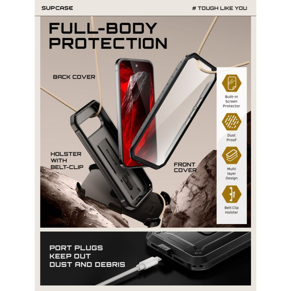 Supcase Unicorn Beetle Pro-etui til Google Pixel 11 Pro XL – Sort
