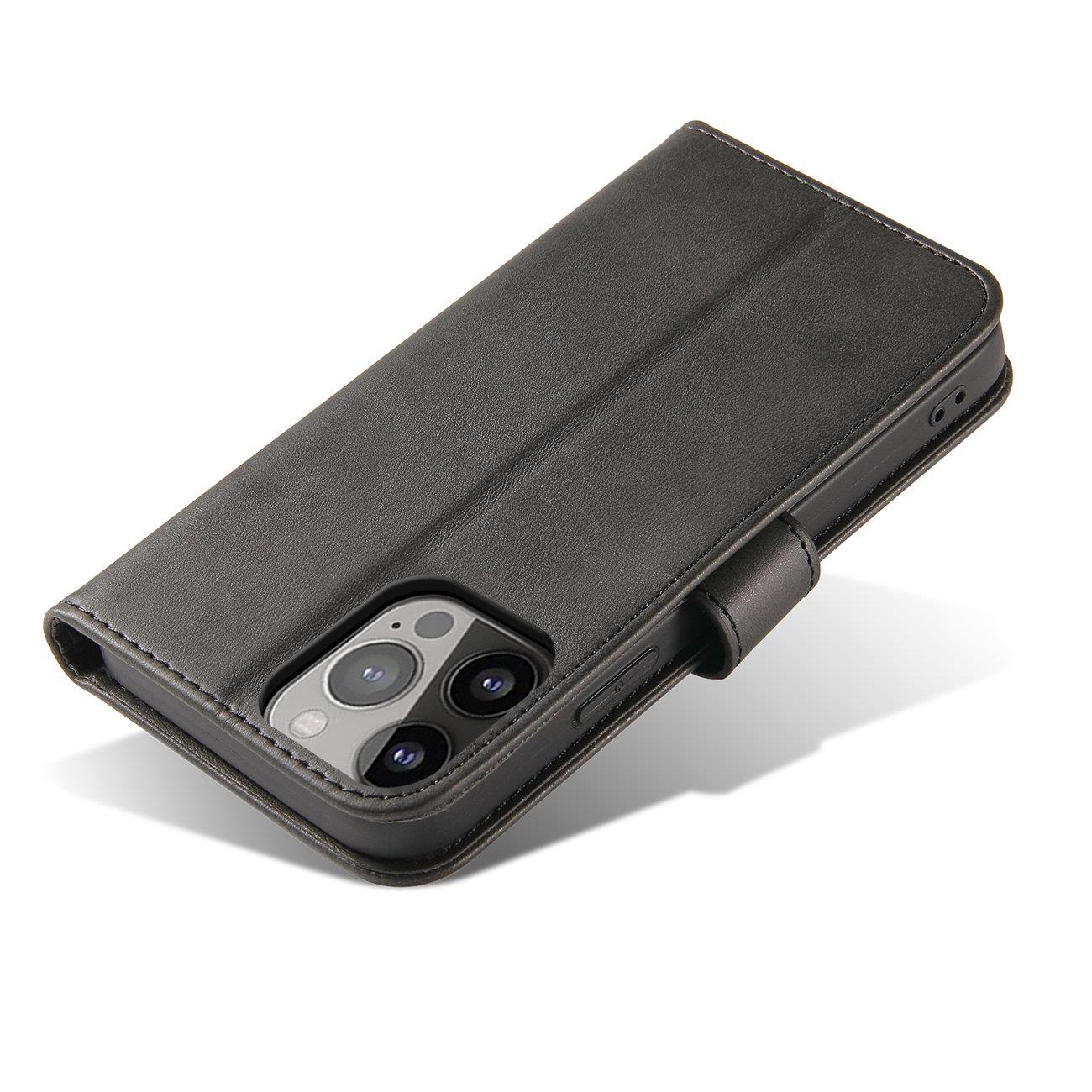 Magnet Case-etui til Honor Magic5 med klap, tegnebog og stativ, sort