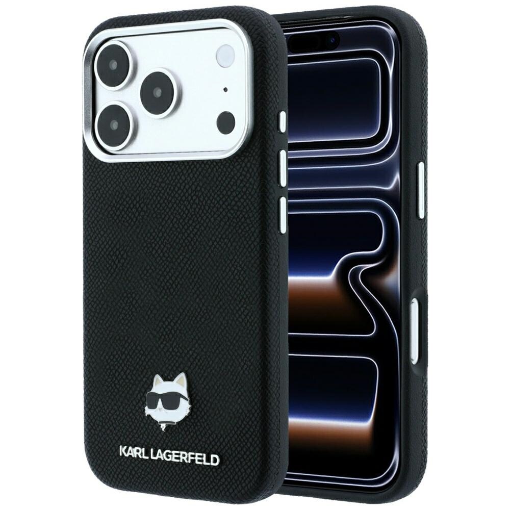 Karl Lagerfeld MagSafe metal-etui med Choupette-motiv, kornet til iPhone 17/18 Pro Max – Sort