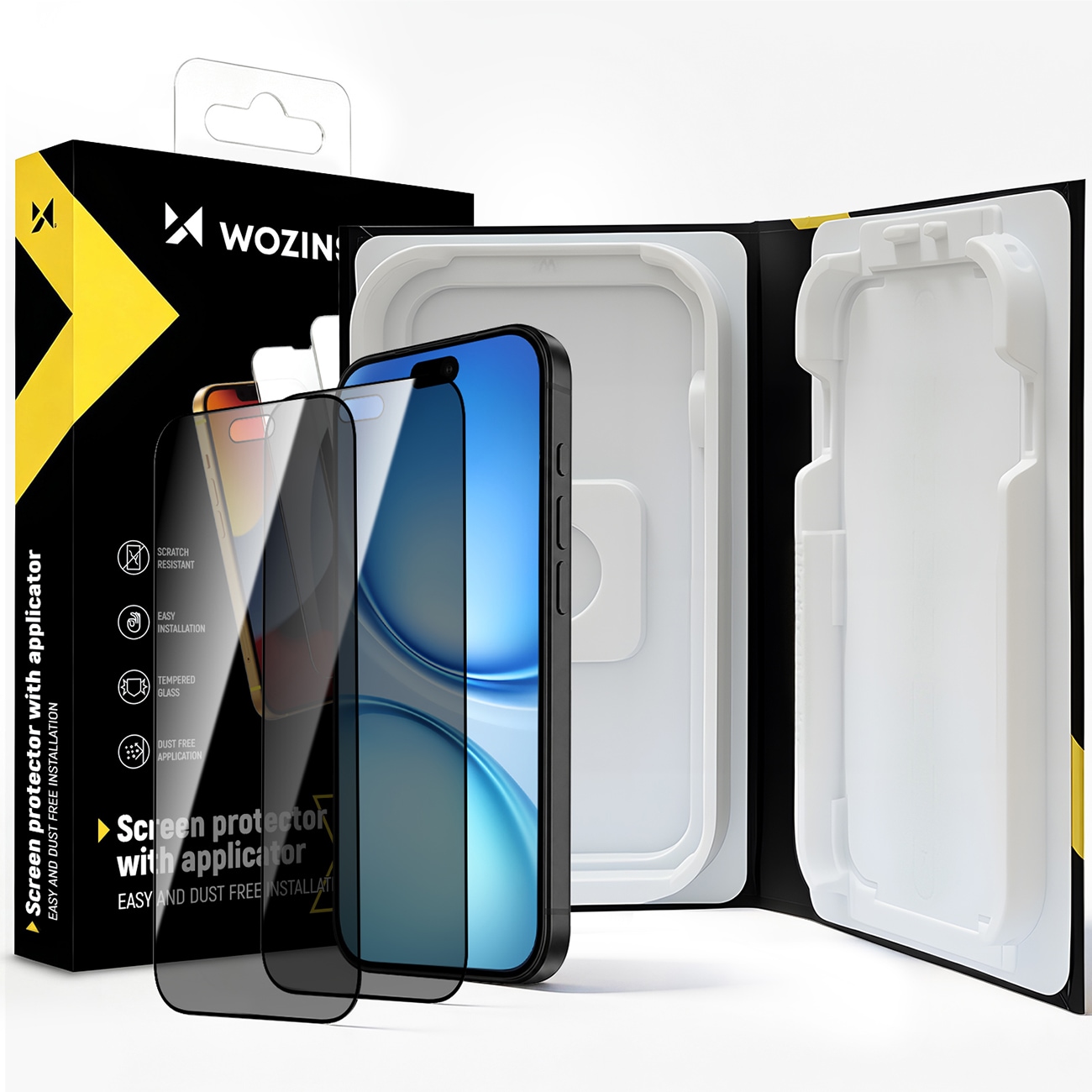 Wozinsky EasyFit Privacy Glass-skærmbeskytter til iPhone 18 Pro – 2 stk.