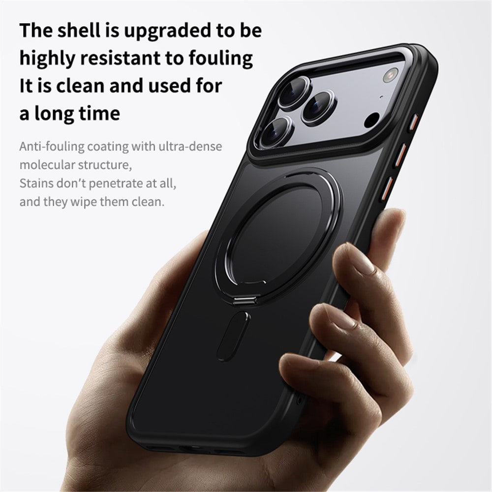 Magnetisk etui med drejelig fod til iPhone 18 Pro Max / 17 Pro Max i TPU og akryl med MagSafe – sort