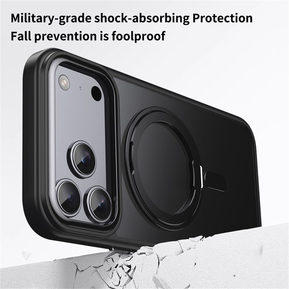 Magnetisk etui med drejelig fod til iPhone 18 Pro Max / 17 Pro Max i TPU og akryl med MagSafe – sort