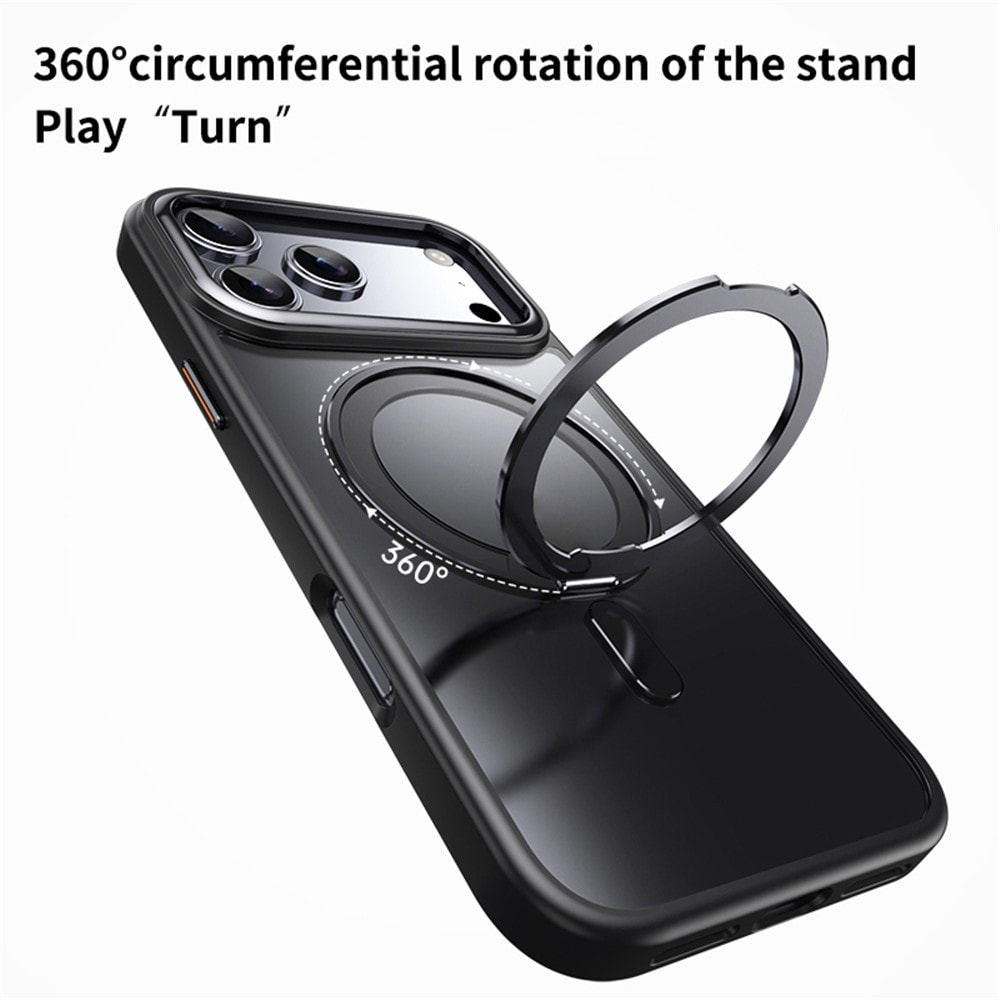 Magnetisk etui med drejelig fod til iPhone 18 Pro Max / 17 Pro Max i TPU og akryl med MagSafe – sort