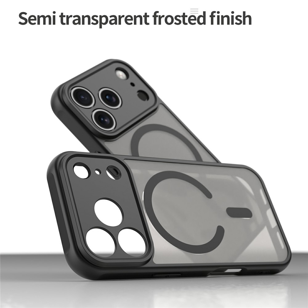 iPhone 18 Pro / 17 Pro PC TPU magnetisk mat etui, faldbeskyttet – sort