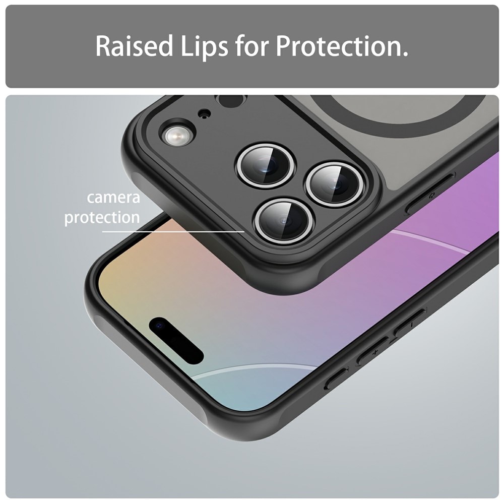 iPhone 18 Pro / 17 Pro PC TPU magnetisk mat etui, faldbeskyttet – sort