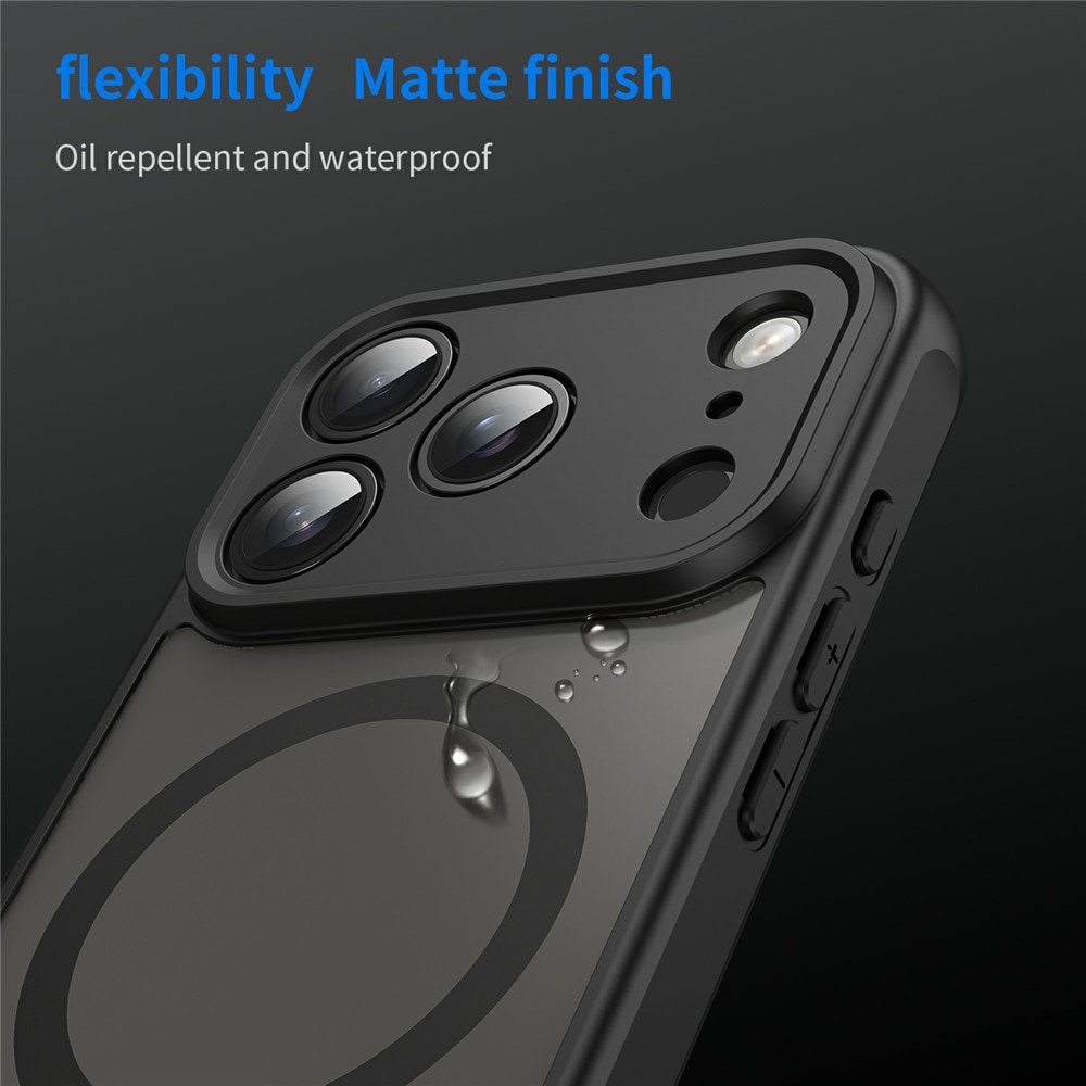 iPhone 18 Pro / 17 Pro PC TPU magnetisk mat etui, faldbeskyttet – sort