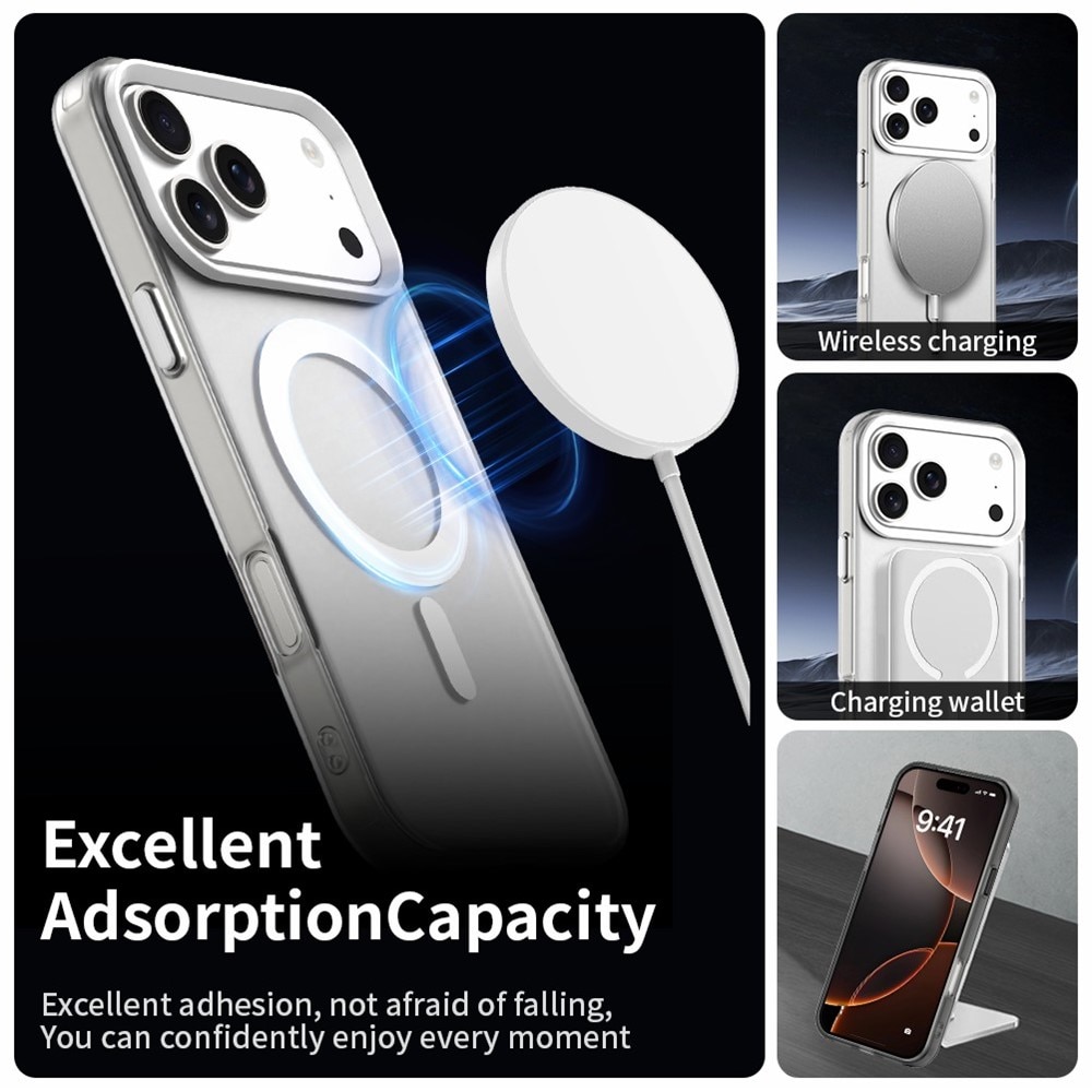 Til iPhone 18 Pro / 17 Pro: Magnetisk, faldbeskyttende hybrid-bagcover – hvid