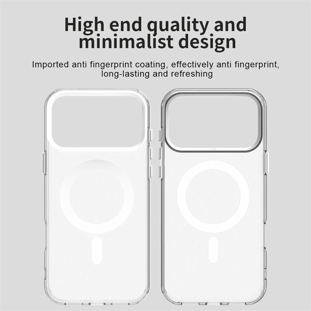 Til iPhone 18 Pro / 17 Pro: Magnetisk, faldbeskyttende hybrid-bagcover – hvid