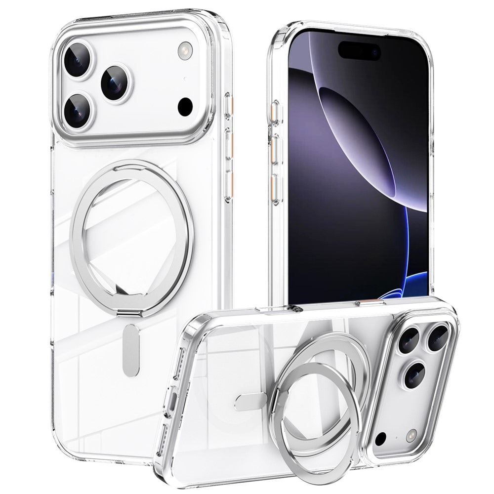 Magnetisk etui med drejelig fod til iPhone 18 Pro / 17 Pro i TPU og akryl med MagSafe – hvid