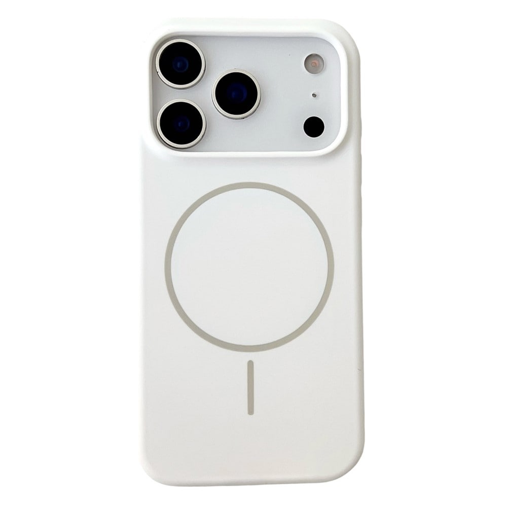 Til iPhone 18 Pro / 17 Pro: Magnetisk etui i flydende silikone med faldbeskyttelse – hvidt