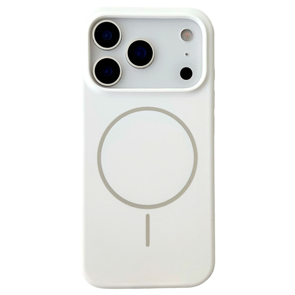Til iPhone 18 Pro Max / 17 Pro Max magnetisk etui i flydende silikone med faldbeskyttelse – hvid