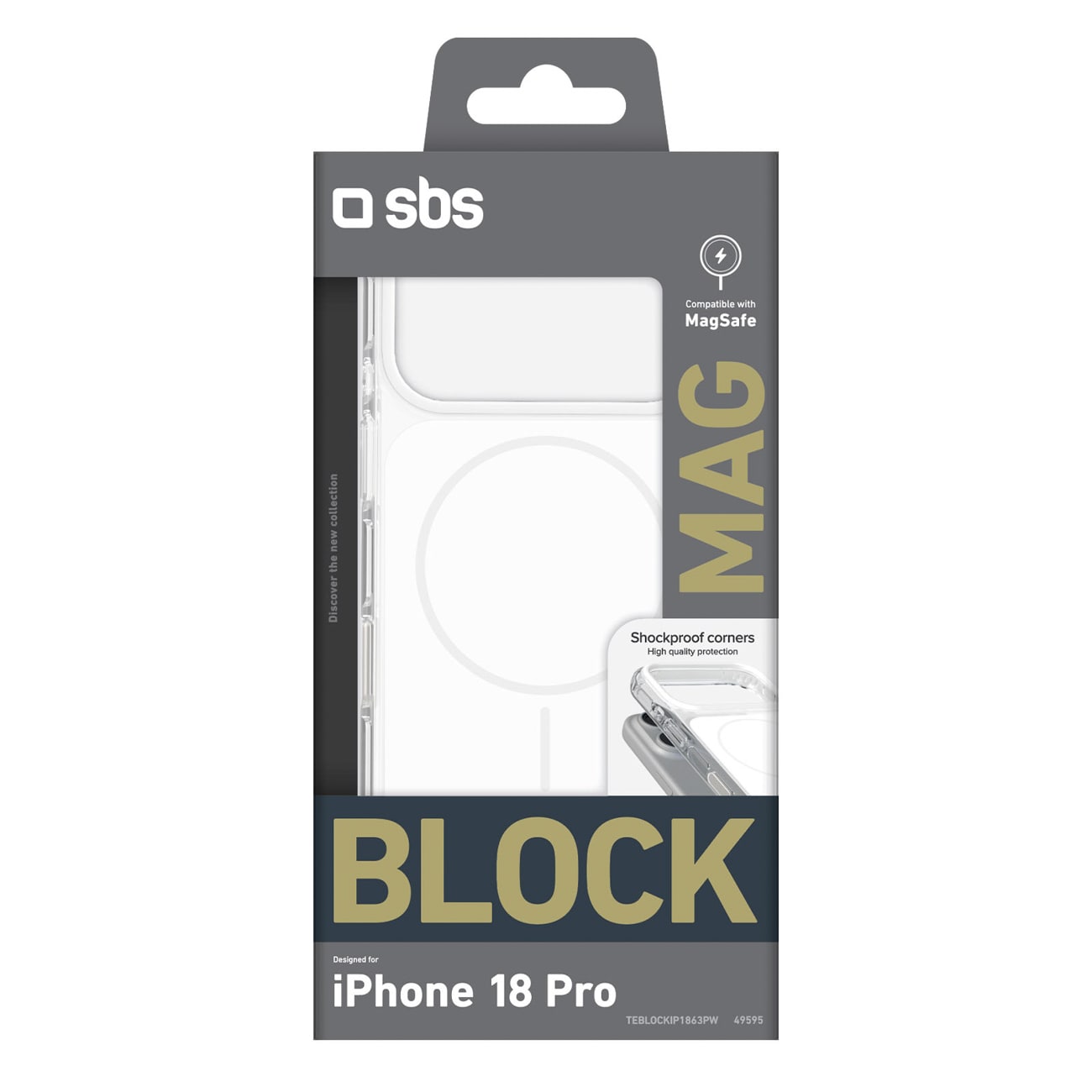 SBS Block-etui til iPhone 18 Pro, MagSafe-kompatibelt – hvidt