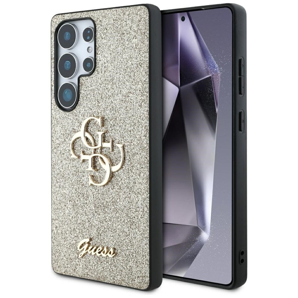 Guess Fixed Glitter Big 4G metal-logo-etui til Samsung Galaxy S25 Ultra – guld