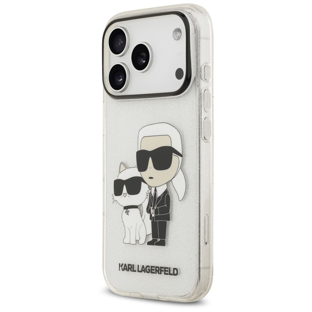 Karl Lagerfeld IML NFT Glitter Karl&Choupette-etui til iPhone 18 Pro / 17 Pro – gennemsigtigt