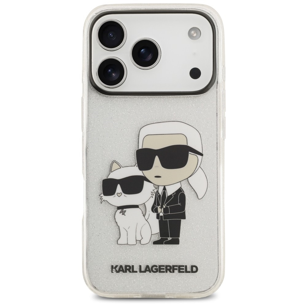 Karl Lagerfeld IML NFT Glitter Karl&Choupette-etui til iPhone 18 Pro / 17 Pro – gennemsigtigt
