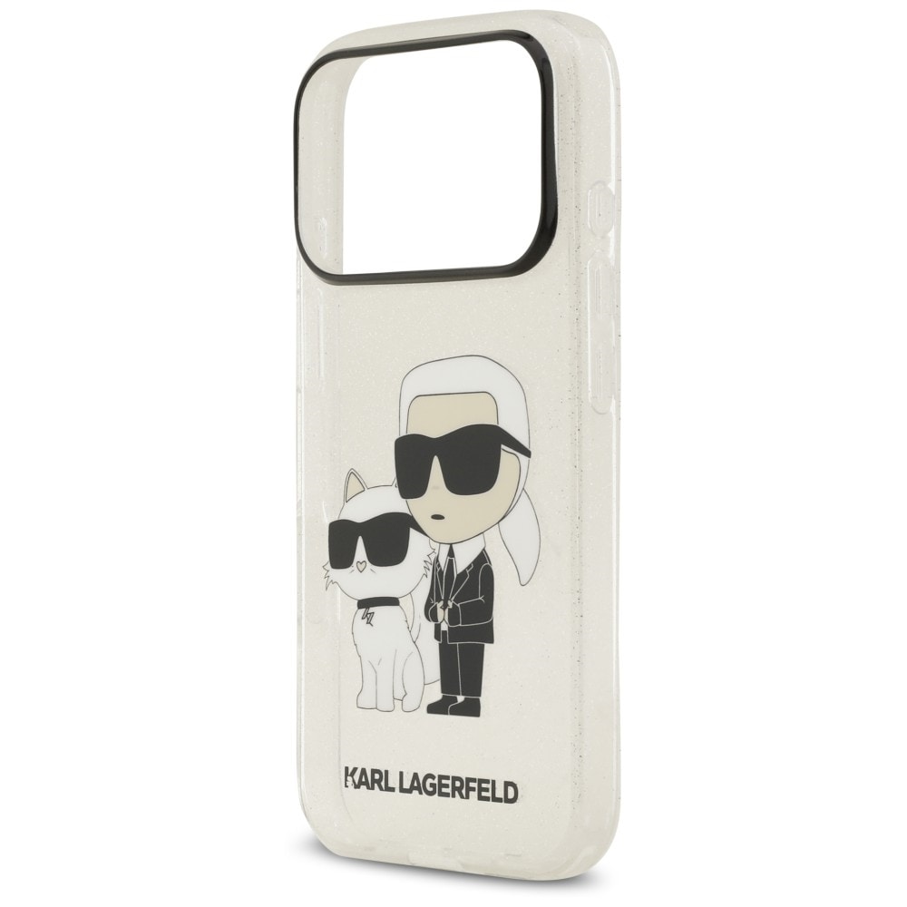 Karl Lagerfeld IML NFT Glitter Karl&Choupette-etui til iPhone 18 Pro / 17 Pro – gennemsigtigt