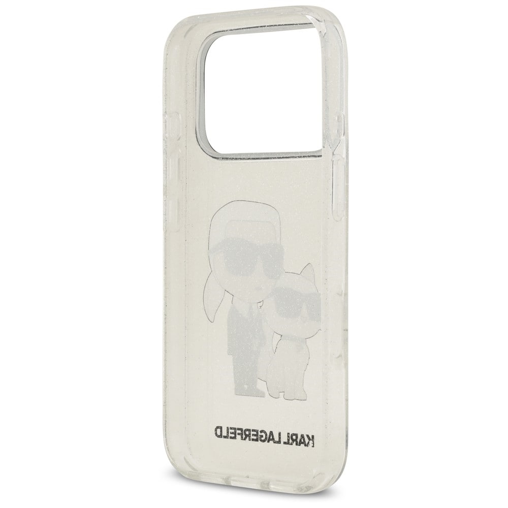 Karl Lagerfeld IML NFT Glitter Karl&Choupette-etui til iPhone 18 Pro / 17 Pro – gennemsigtigt
