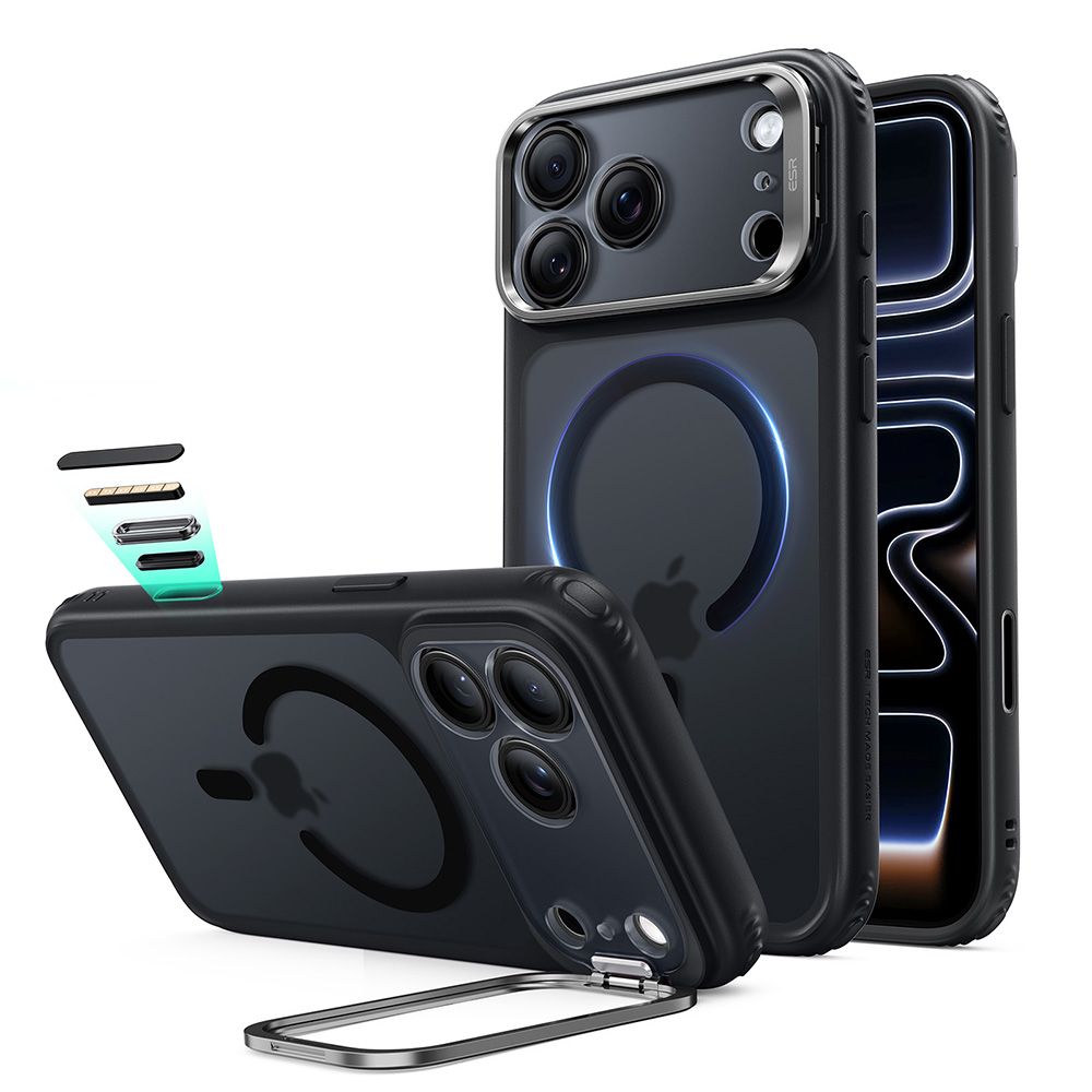 ESR Classic Hybrid-etui med støttefod og MagSafe til iPhone 18 Pro / 17 Pro – Sort