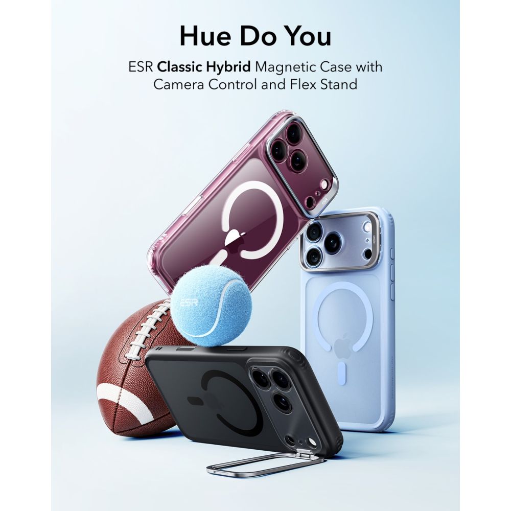 ESR Classic Hybrid-etui med støttefod og MagSafe til iPhone 18 Pro / 17 Pro – Sort