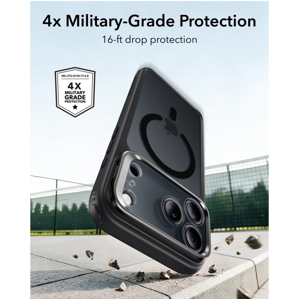 ESR Classic Hybrid-etui med støttefod og MagSafe til iPhone 18 Pro / 17 Pro – Sort