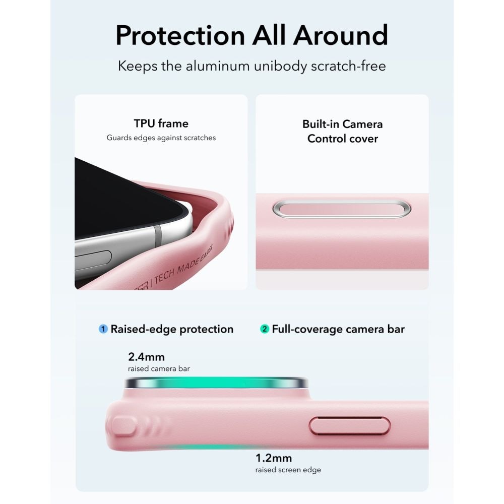 ESR Classic Hybrid-etui med støttefod og MagSafe til iPhone 18 Pro / 17 Pro – mat lyserød