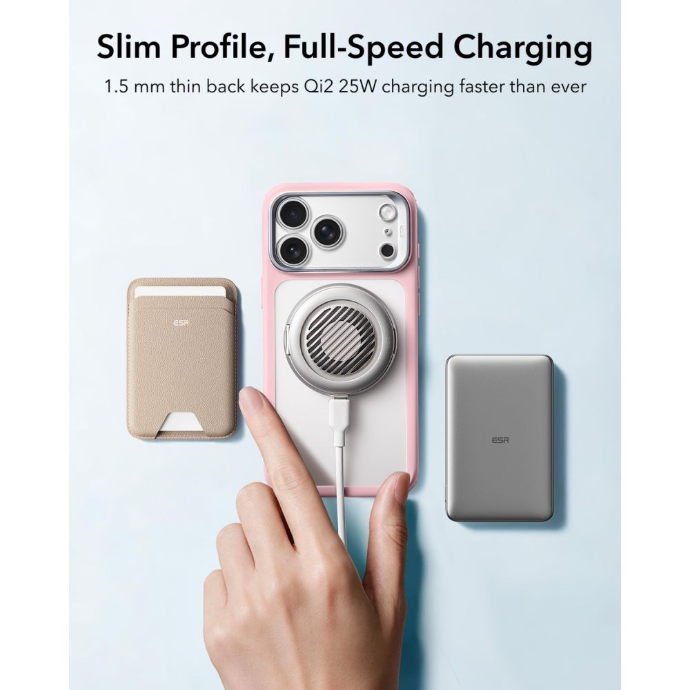 ESR Classic Hybrid-etui med støttefod og MagSafe til iPhone 18 Pro / 17 Pro – mat lyserød