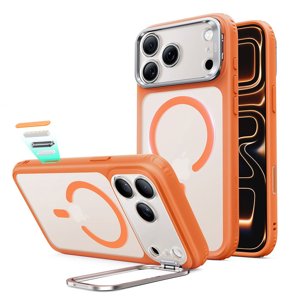 ESR Classic Hybrid-etui med støttefod og MagSafe til iPhone 18 Pro / 17 Pro – mat orange