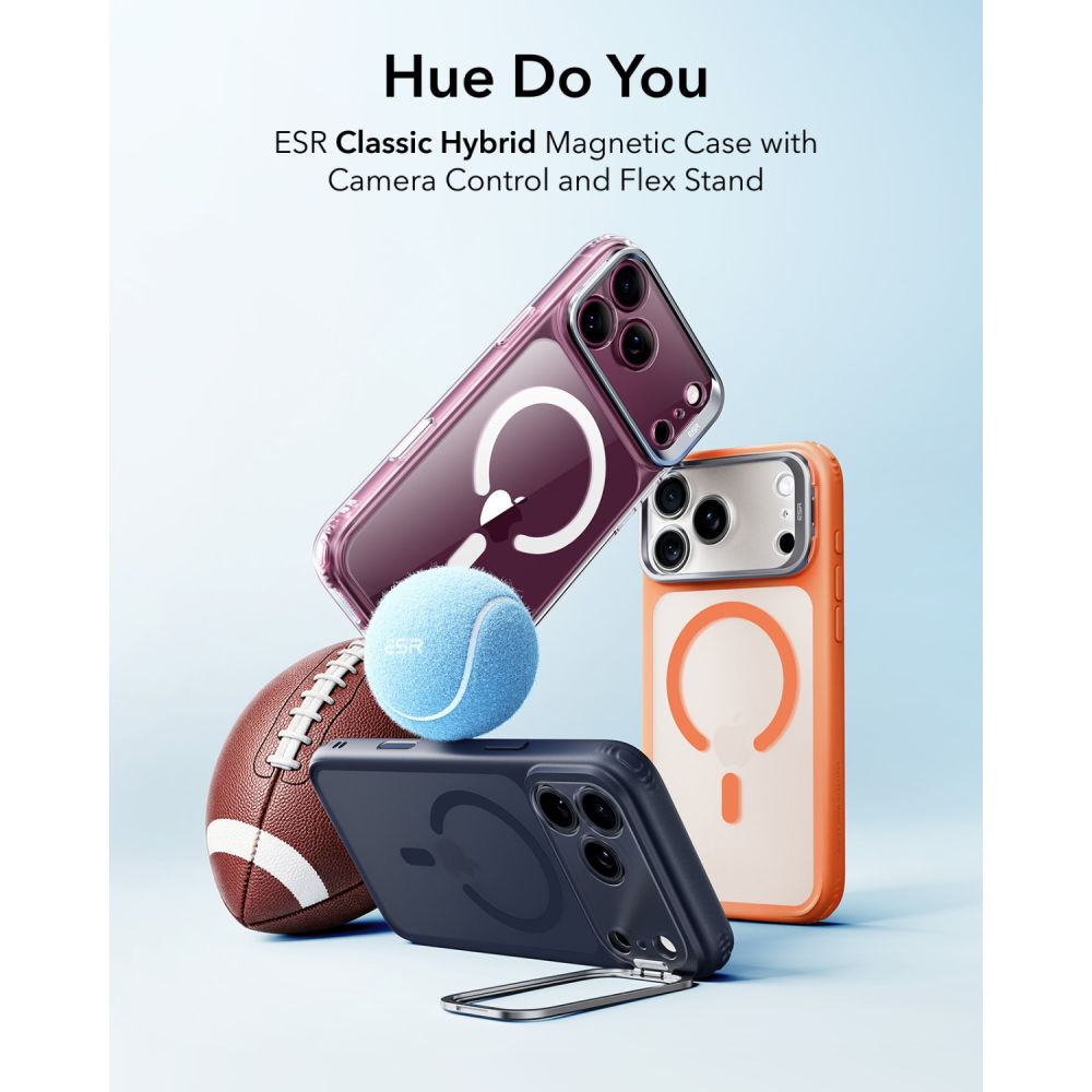 ESR Classic Hybrid-etui med støttefod og MagSafe til iPhone 18 Pro / 17 Pro – mat orange