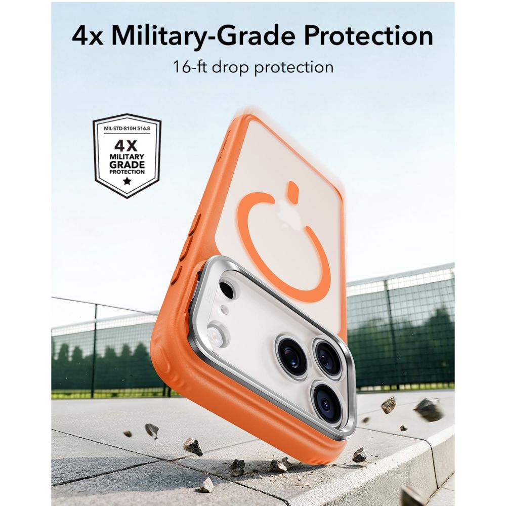 ESR Classic Hybrid-etui med støttefod og MagSafe til iPhone 18 Pro / 17 Pro – mat orange