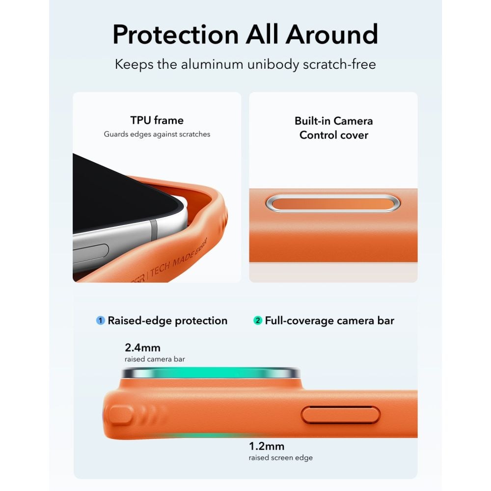 ESR Classic Hybrid-etui med støttefod og MagSafe til iPhone 18 Pro / 17 Pro – mat orange