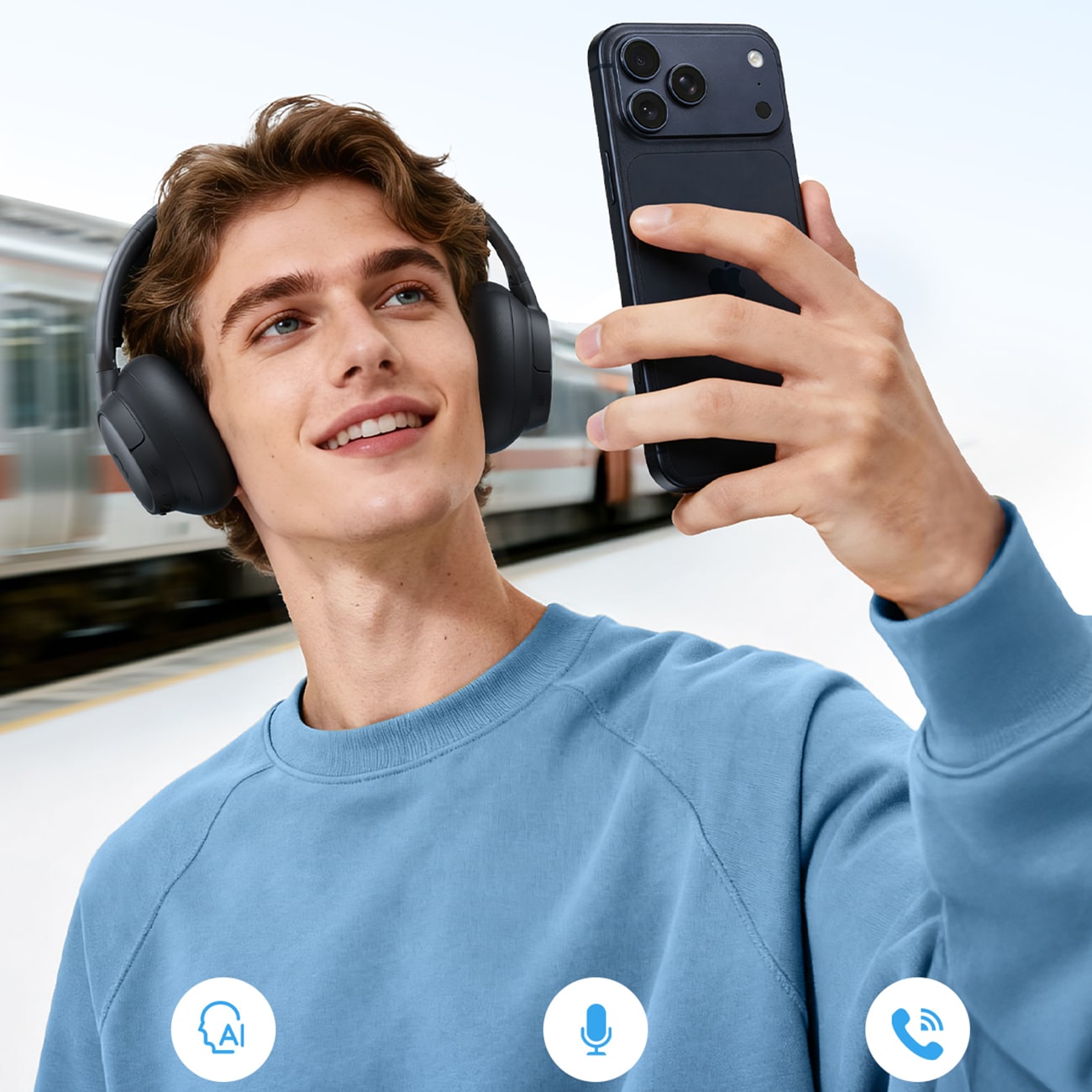 Baseus Bass BH1 NC Lite trådløse over-ear-hovedtelefoner med ANC – grå