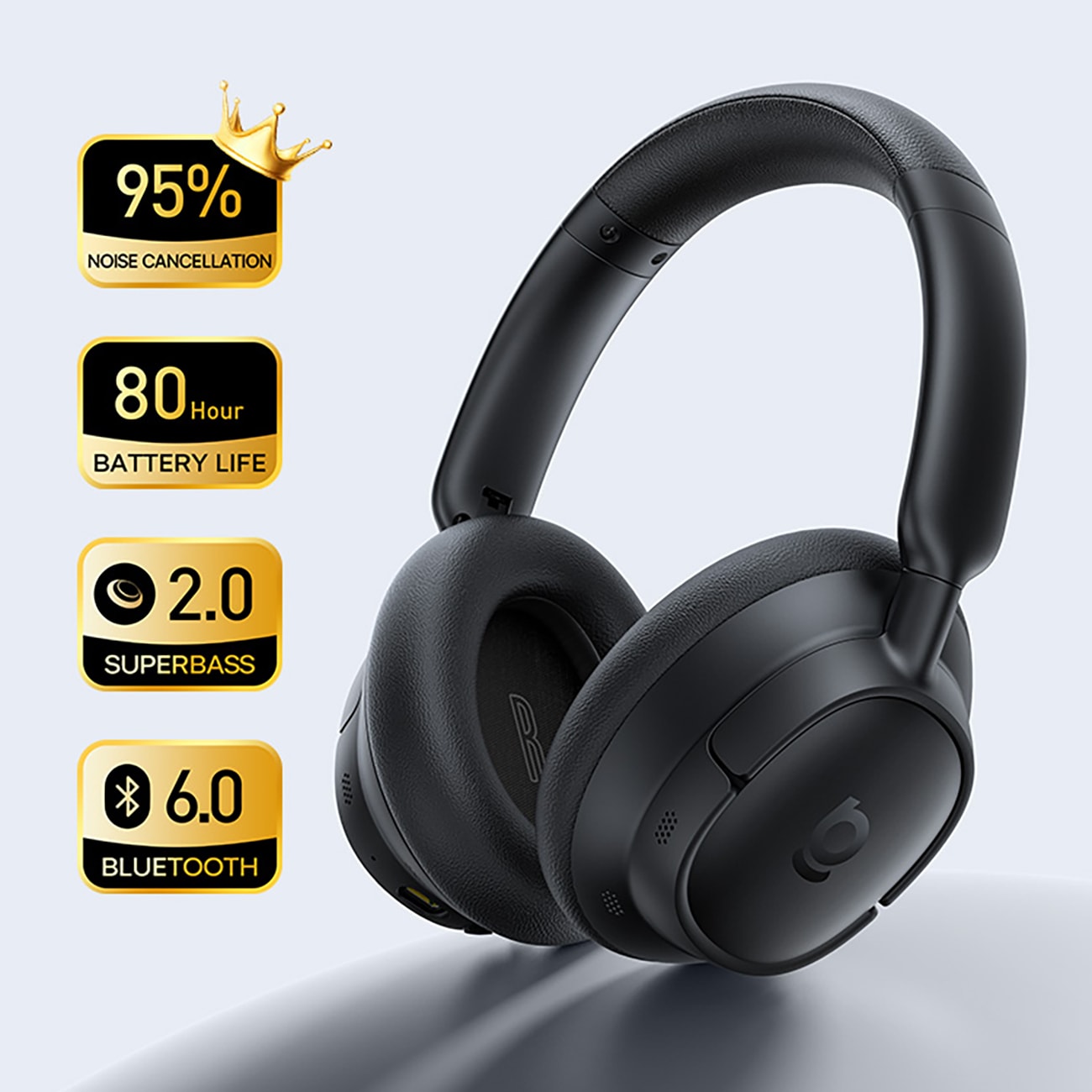 Baseus Bass BH1 NC Lite trådløse over-ear-hovedtelefoner med ANC – grå