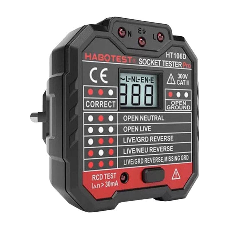 Stikkontakttester med digitalt display Habotest HT106D