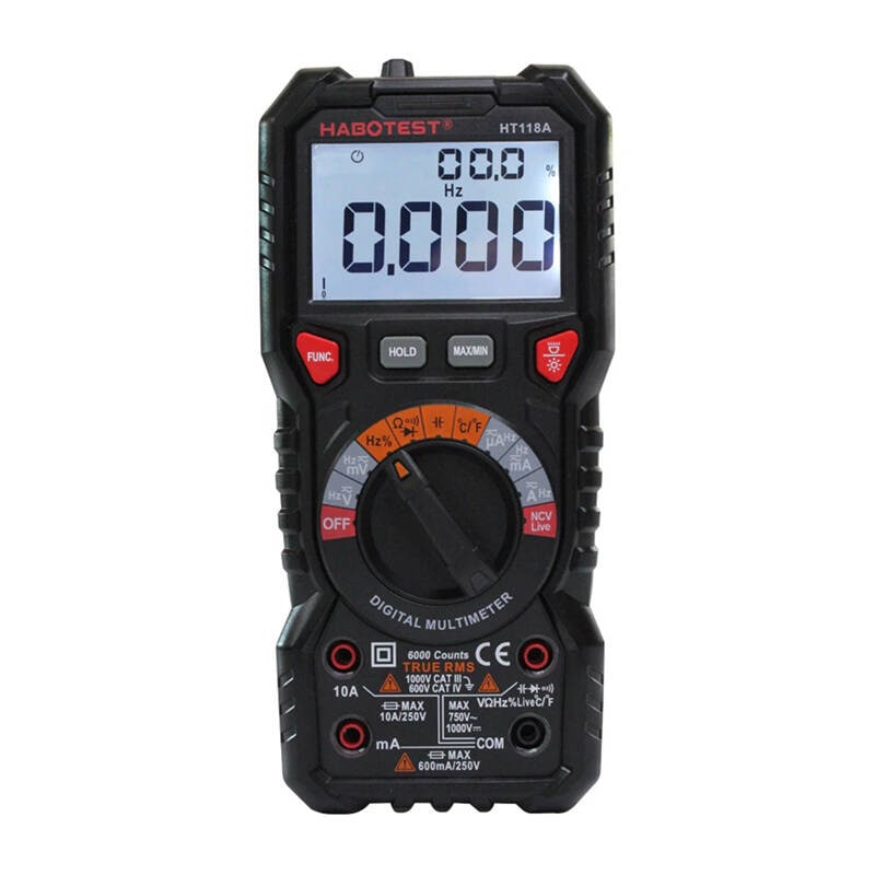 Digitalt multimeter med lommelygte Habotest HT118A, True RMS, NCV