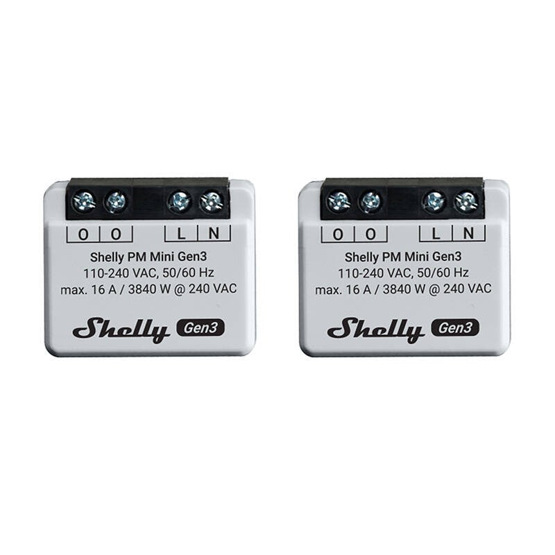 Shelly PM Mini Gen3 sæt med 2 controllere, WiFi/Bluetooth