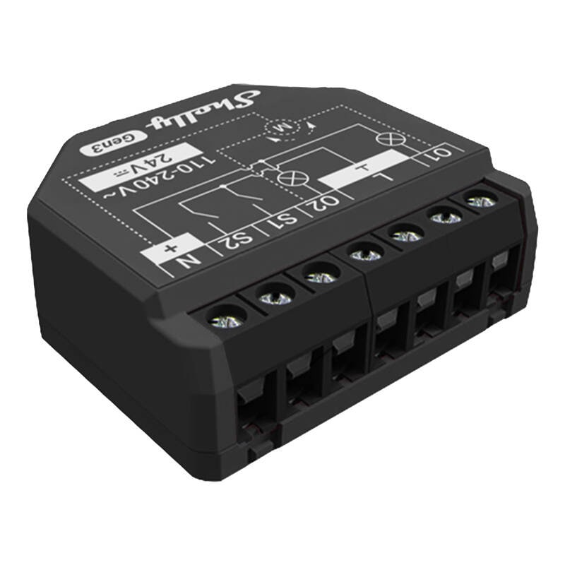 Shelly 2PM Gen3 2-kanals controller, WiFi/Bluetooth (energimåling)